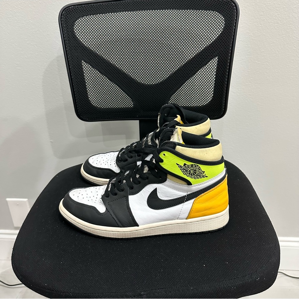 Nike High-Top Sneakers in Black, White, Yellow, and Green